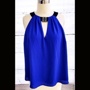 Bebe royal blue Egyptian collar gray gem top